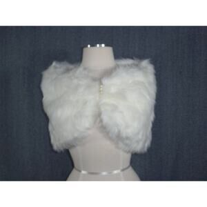 Copied - Faux Fur Wrap Stole shawl cape,white bridal Formal Evening wrap stole